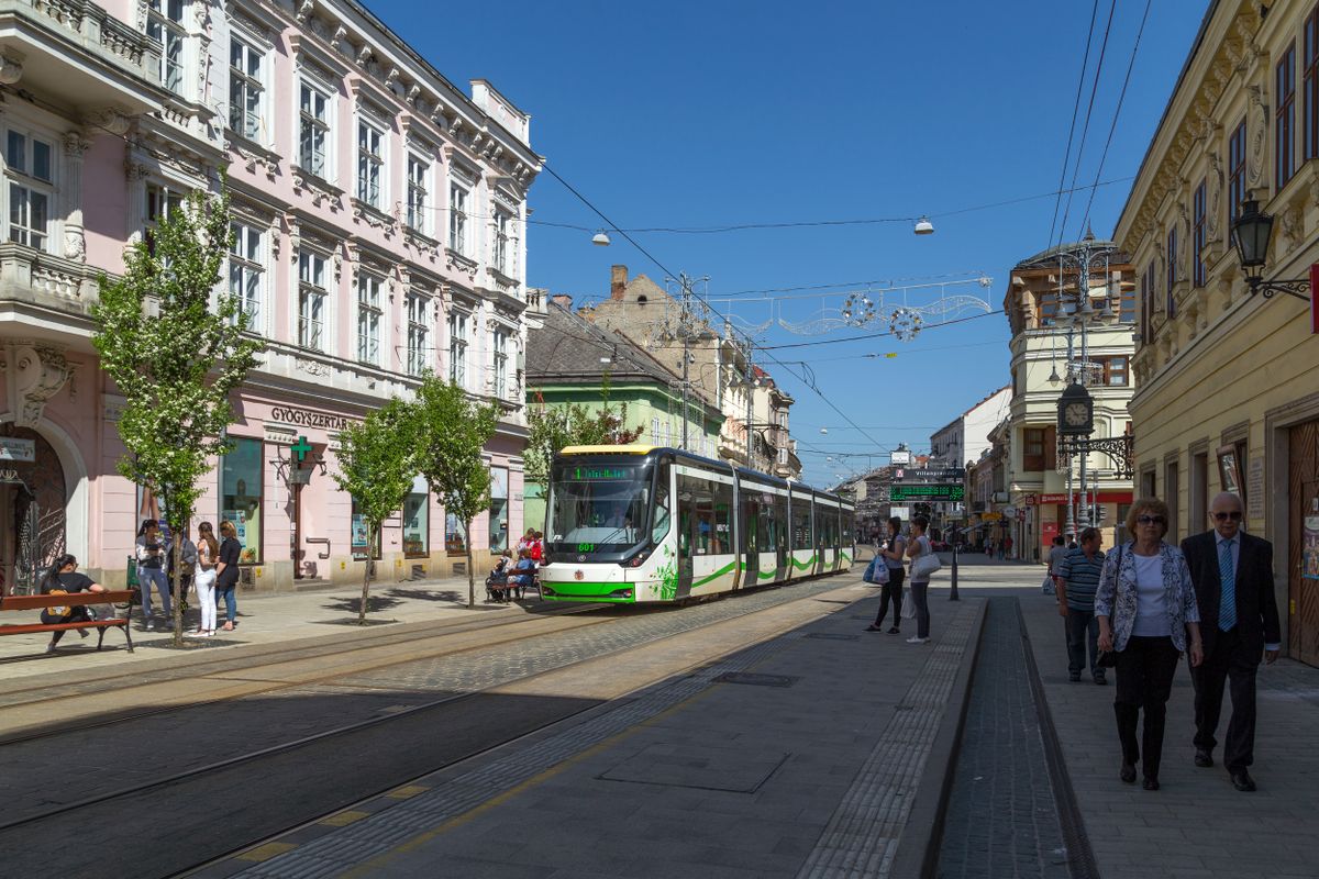 Miskolc,hungary,-,April,28,2018,:,People,Walking,On,Main,Street