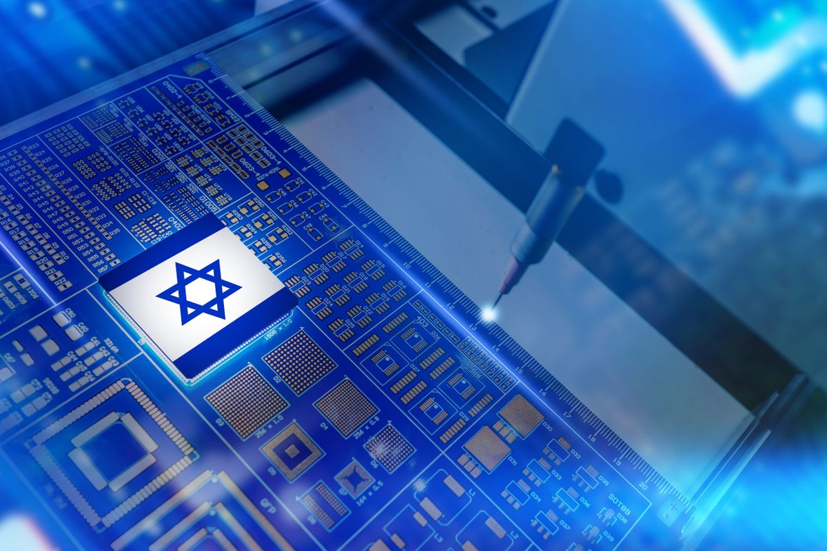 Microprocessor,With,Israel,Flag.,Machine,For,Production,Microelectronics.,Manufacturing,Microchips