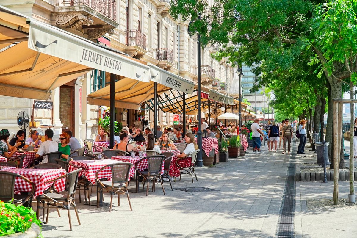 Budapest,,Hungary,-,July,19,,2024:,Street,View,Of,Cafes Budapest