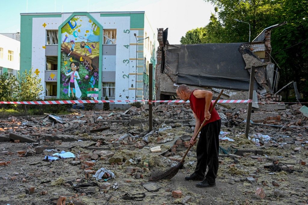 Aftermath of Russian shelling of Kyiv