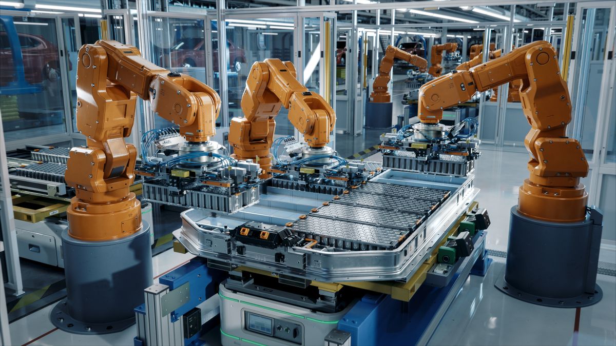 német,Advanced,Orange,Industrial,Robot,Arms,Assemble,Ev,Battery,Pack,On