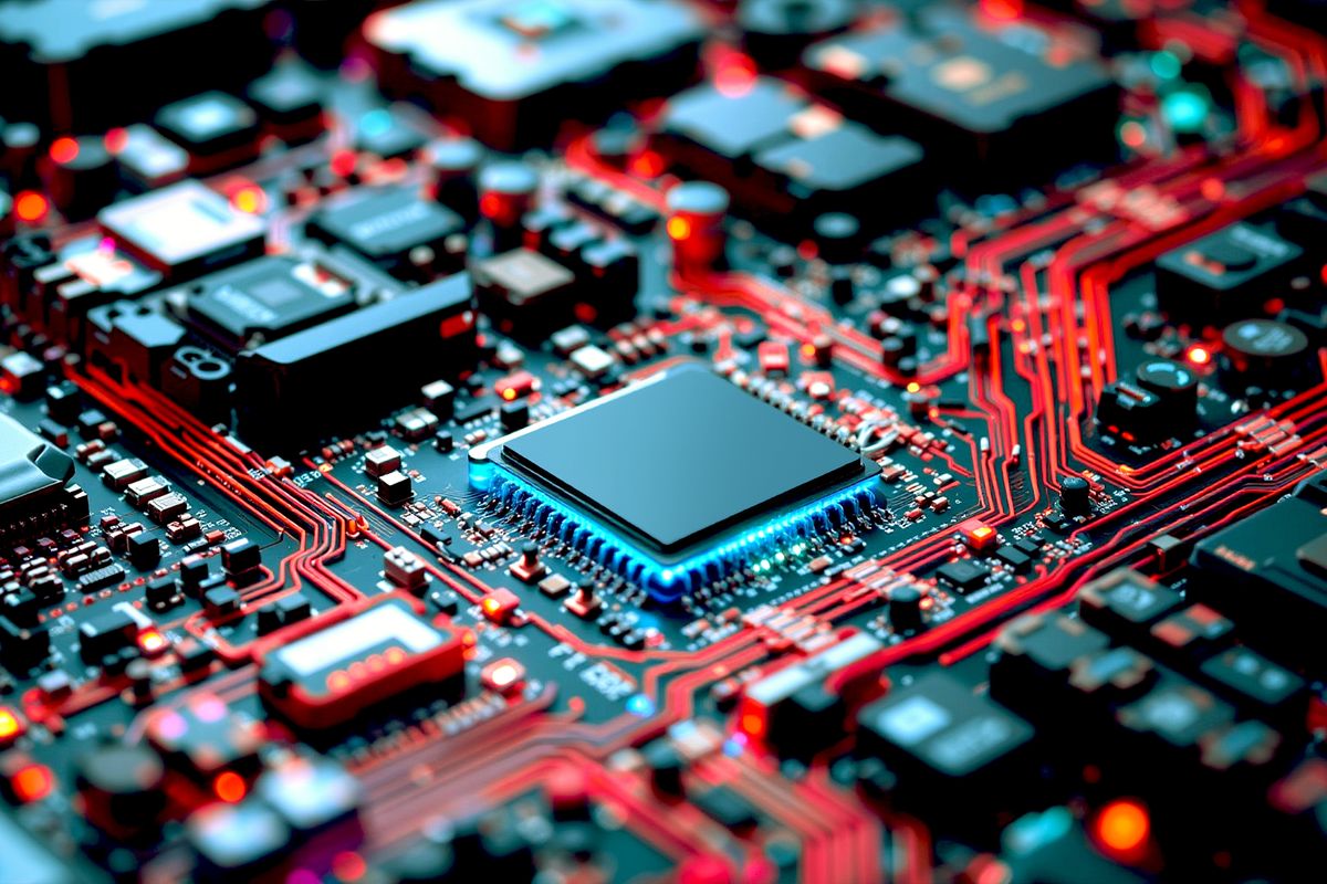 A Samsung Electronics félvezetőket fog gyártani a Tesla számára. Motherboard,,Chip.,Computer,Chip,On,Motherboard,With,Beautiful,Sky,Blue