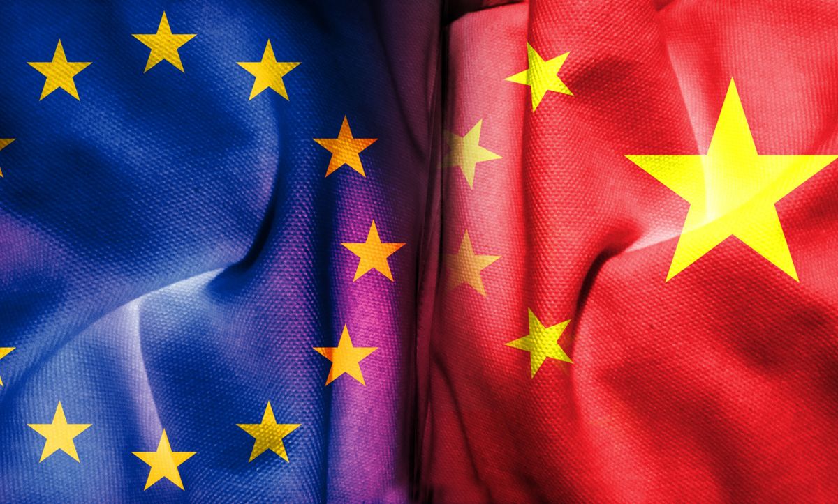 The,Chinese,Flag,And,The,Eu,Flag,Are,Both,Made
