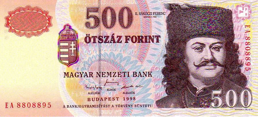 A Magyar Nemzeti Bank által közreadott képen a régi, 1998-ban kibocsátott 500 forintos címletű bankjegy