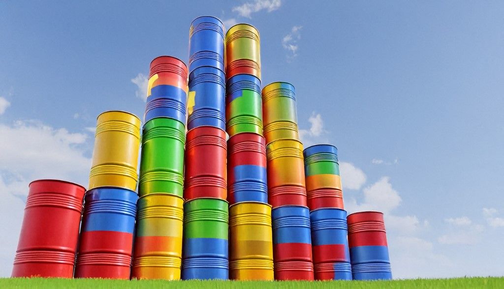 Colourful oil barrels olaj