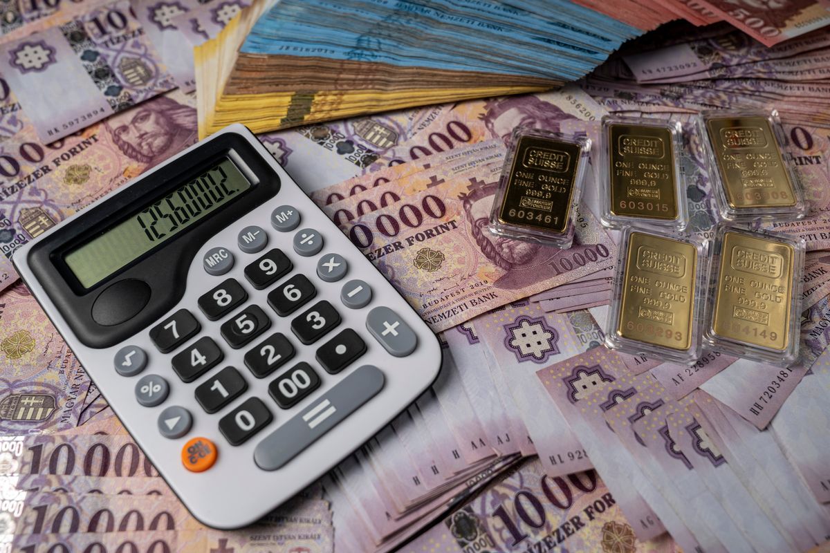 forint, bankjegy, számológép, bankjegyek 