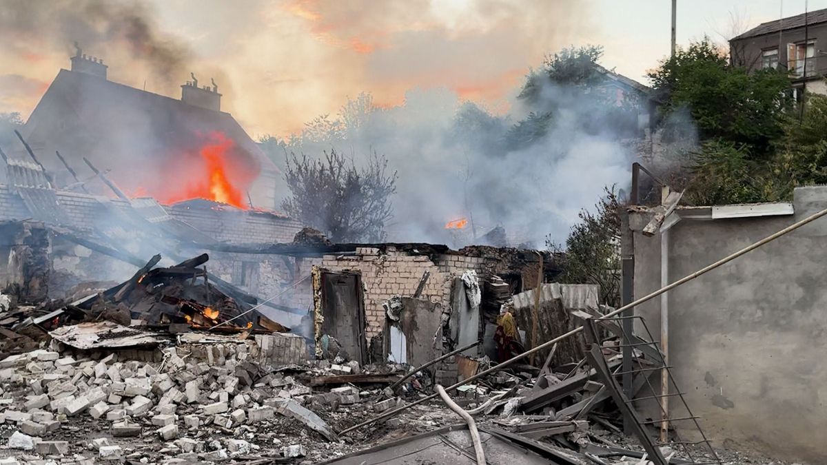 Aftermath of Russian shelling at Ukraine's Kherson herszon