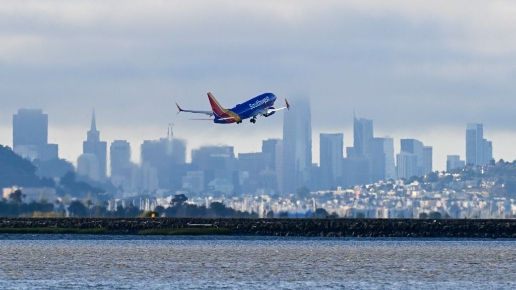 Planes at San Francisco, légitársaság, repülő, gép International Airport (SFO) Southwest Airlines légitársaság repülő jegy