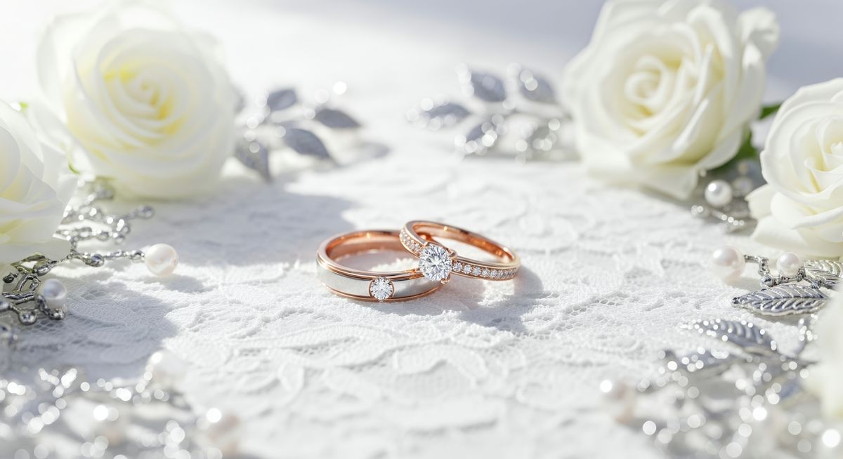 A,Pair,Of,Luxurious,Rose,Gold,Wedding,Bands,Featuring,Brilliant  A gyémántpiac átalakulása: a fogyasztók a mesterséges drágaköveket választják