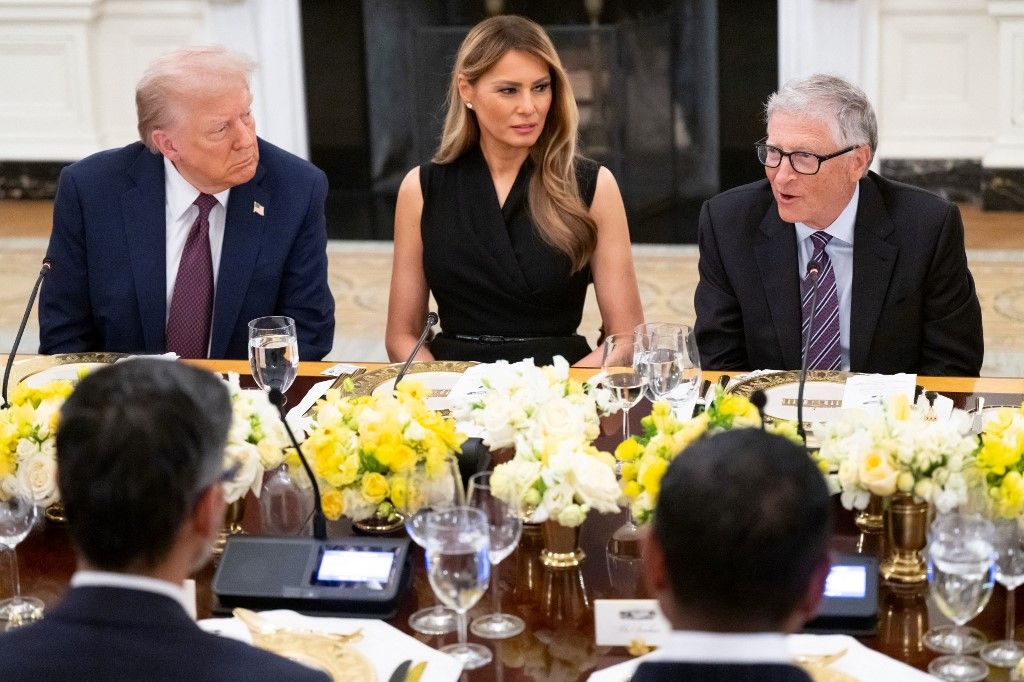 President Trump hosts a dinner in the State Dining Room for tech and business leaders