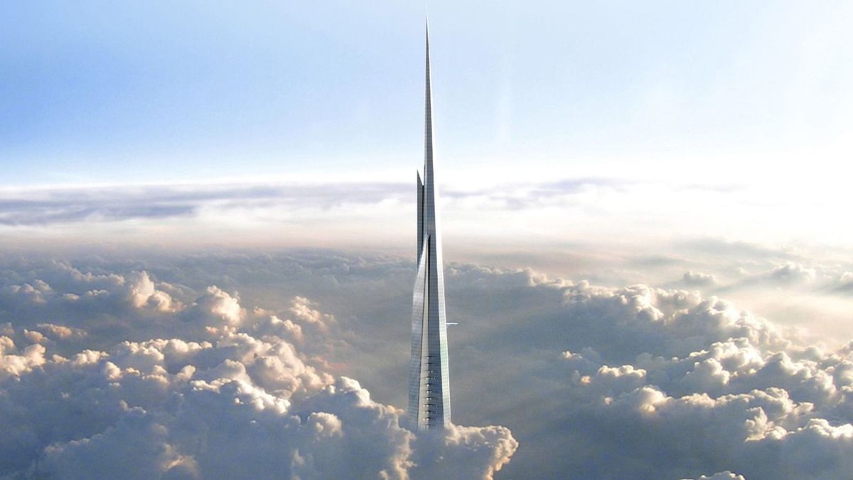 A világ legmagasabb épületének ígérkező felhőkarcoló, a Jeddah Tower látványterve. Fotó: CTBUH