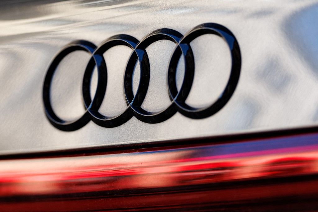 Audi logo on the rear of a car of the brand
