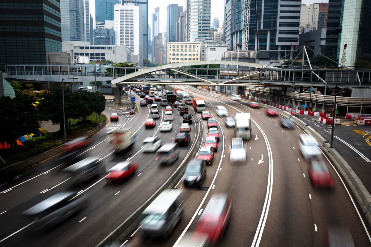 kína Cars,In,Motion,Blur,On,Road,Hong,Kong,China