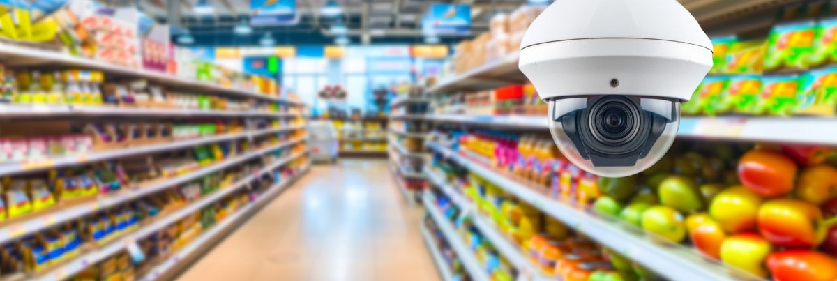 Security camera recording the retail space of a supermarket mesterséges intelligencia