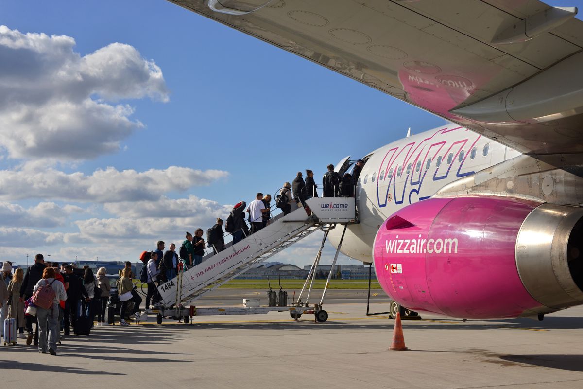 Wizz Air Warsaw,,Poland,-,October,17,,2023:,Passengers,Board,A,Wizz