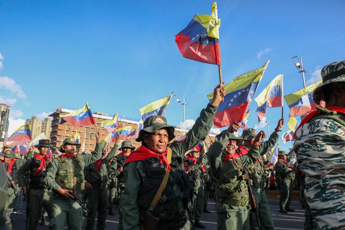 Civic-Military parade held on Bolivar Avenue in Caracas