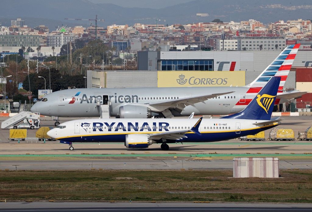 Diverse aircraft on the takeoff runway