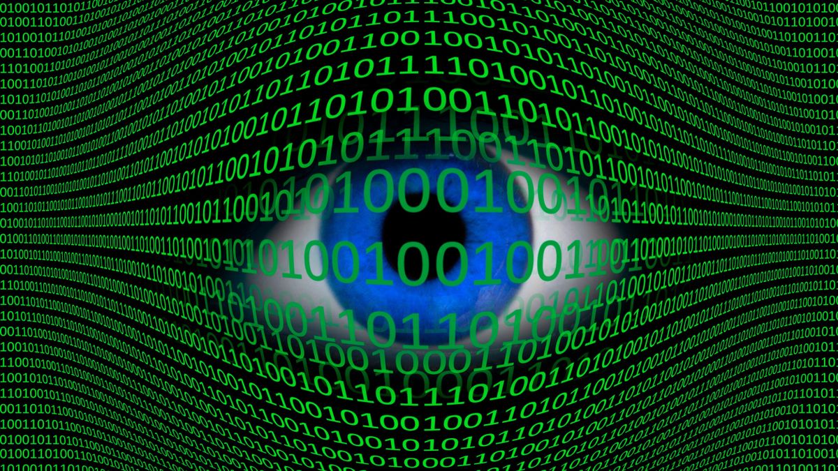 Eye and binary code, composite image európai titkosszolgálat