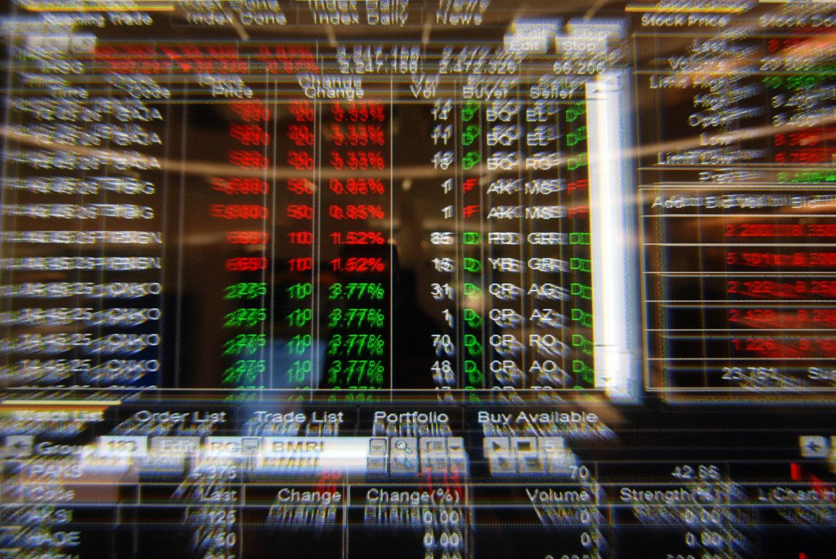 A,Collection,Of,Stock,Figures,On,The,Screen,,Jakarta,,Some