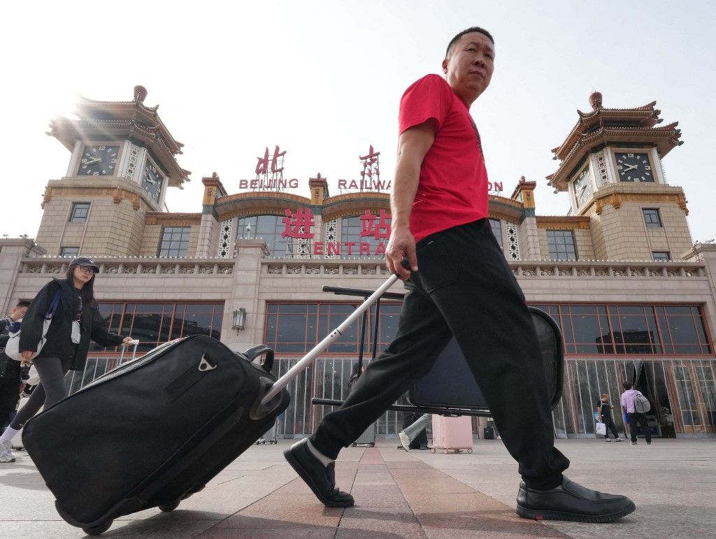 Crowded station as National Day in Beijing, China