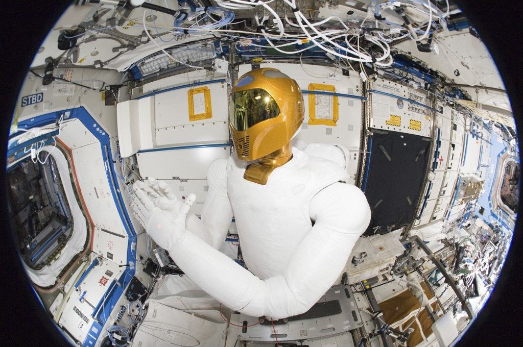 MI A humanoid robot in the Destiny laboratory of the International Space Station