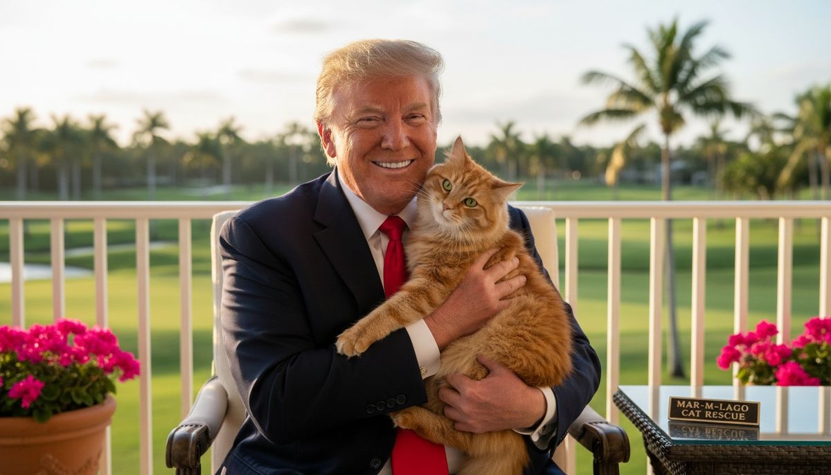 Donald,Trump,With,Cat, kiscica, macska, ai,mi
