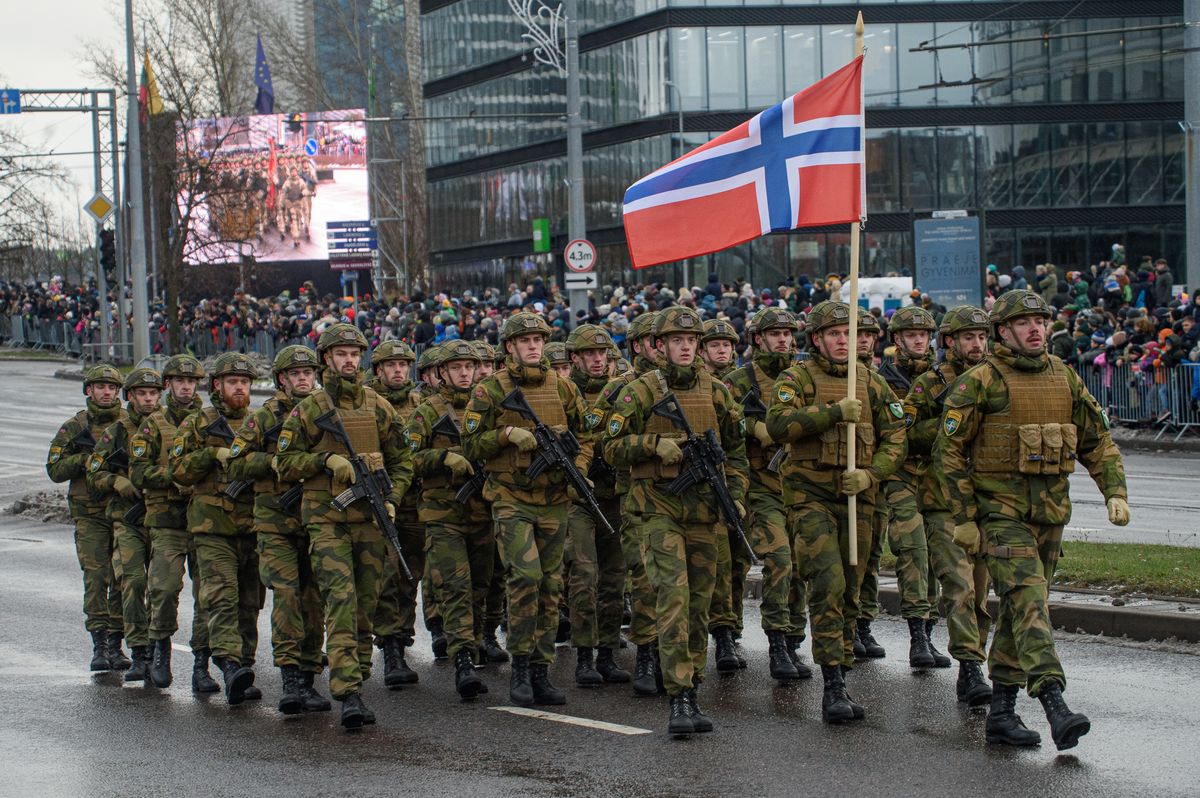 háború  norvégia A military parade in honor of Armed Forces Day in Vilnius, Lithuania - 25 Nov 2023