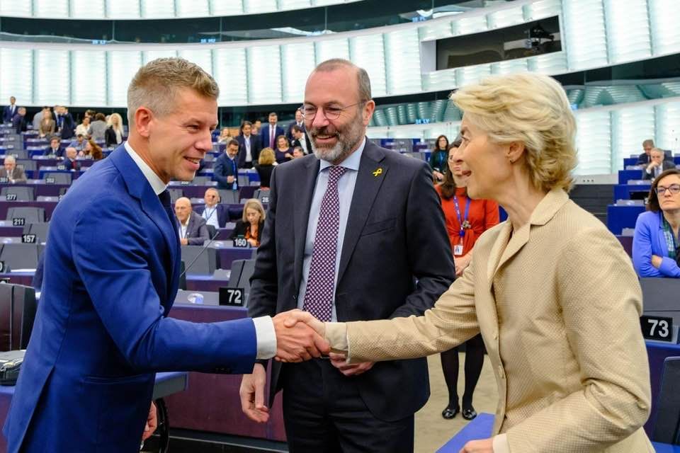 Magyar Péter, Ursula von der Leyen, Manfred Weber