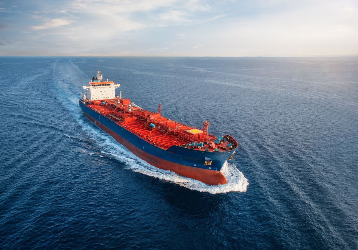 Aerial,View,Of,A,Chemical,Goods,Or,Crude,Oil,Tanker