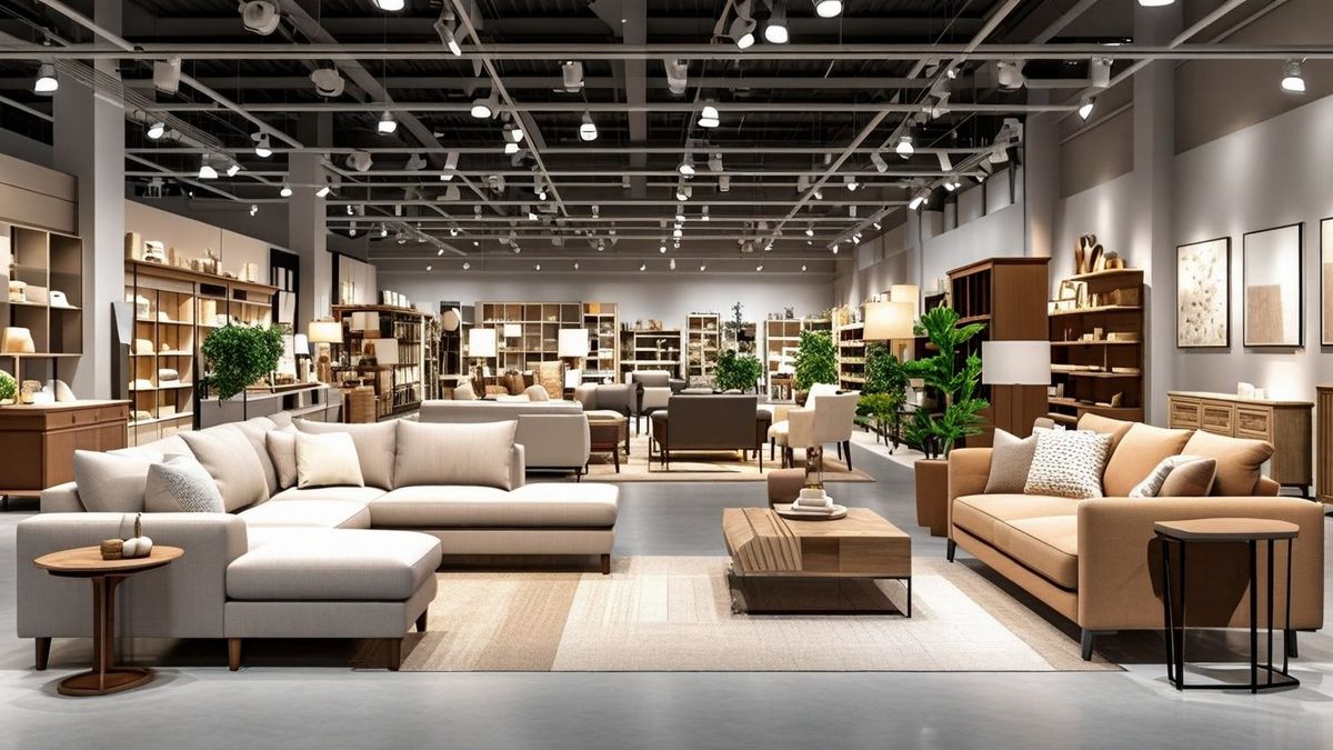 Huge,Furniture,Shop,Interior,With,Furniture,,Neutral,Colors.,Horizontal,Composition. győri bútormánia fogyasztó