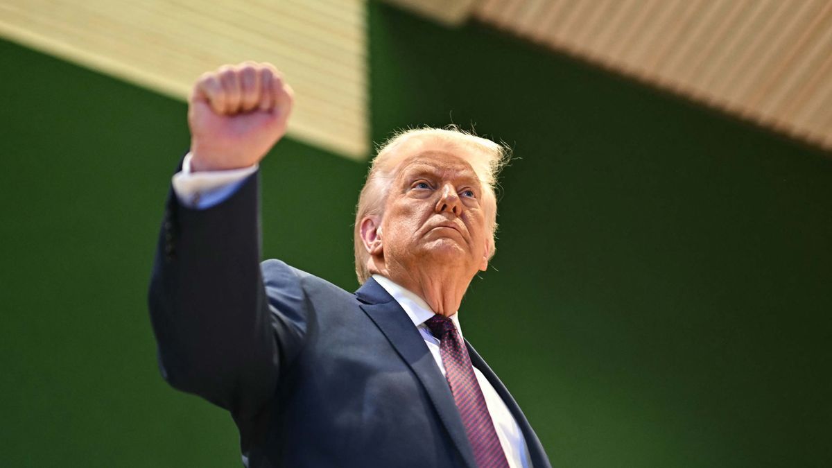 A Donald Trumpról mintázott 4,5 méteres szobrot kriptovaluta-befektetők rendelték meg Fotó: AFP