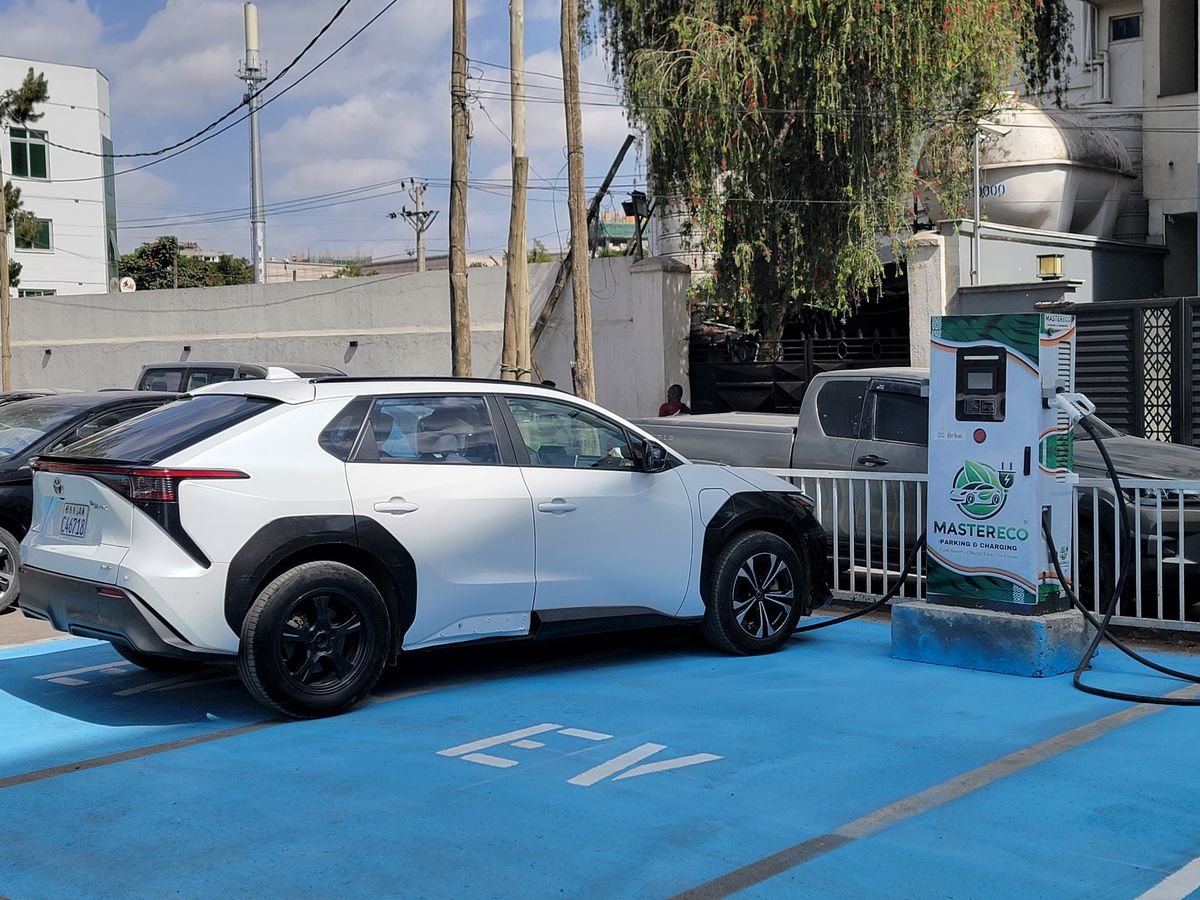 Ev,Car,Charging,Station,Around,Bole,,Addis,Ababa.,Ev,Using