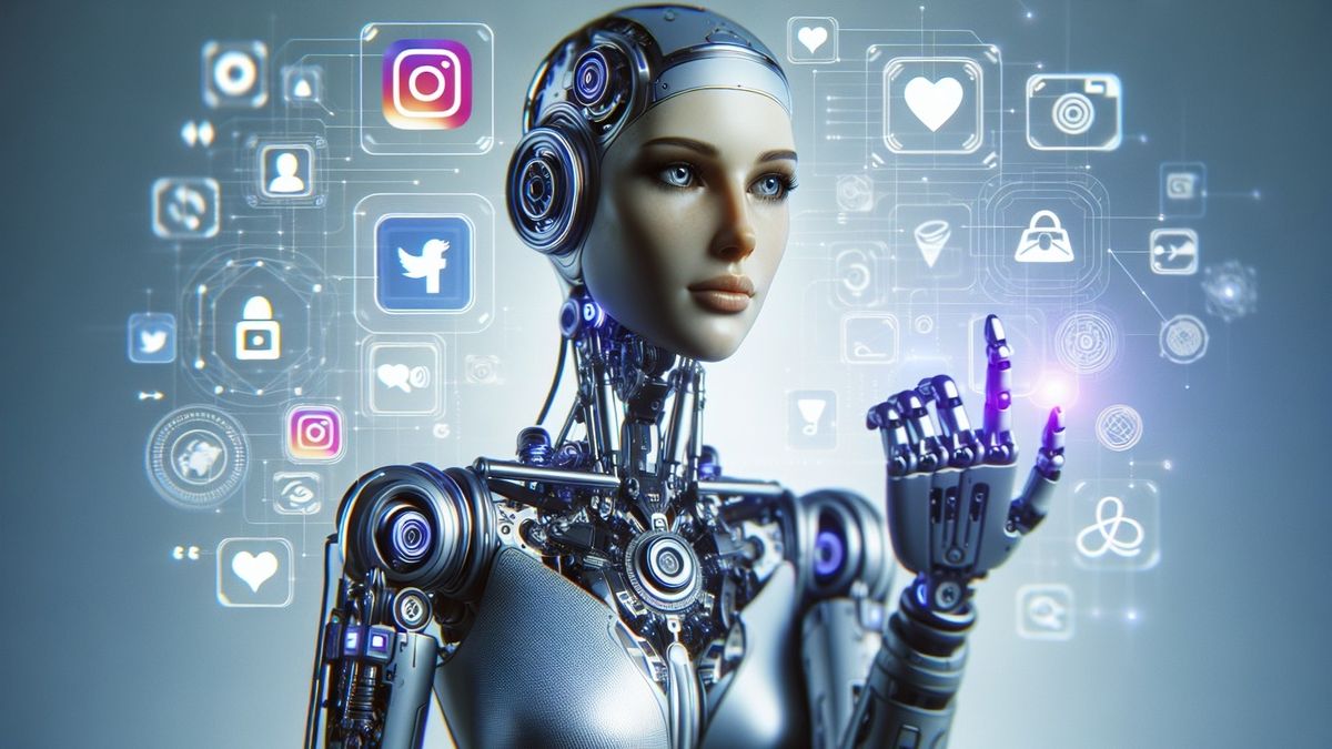 A,Female,Robot,Influencer,Generated,With,Artificial,Intelligence,That,Is, AI-influenszer