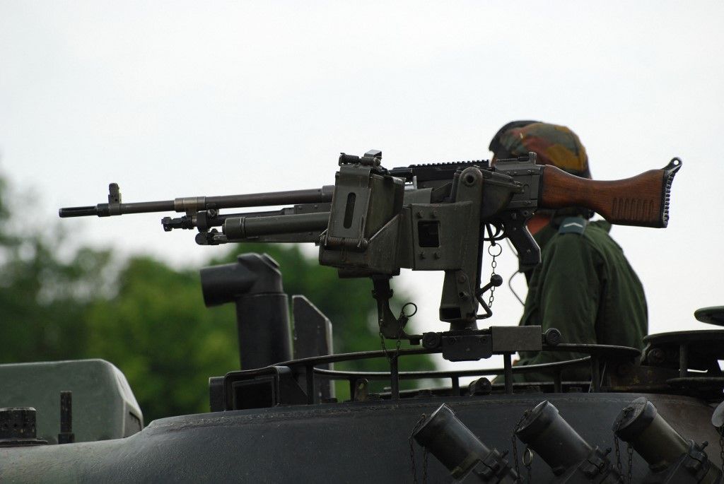 The FN MAG gun on the turret of the Leopard 1A5 main battle tank