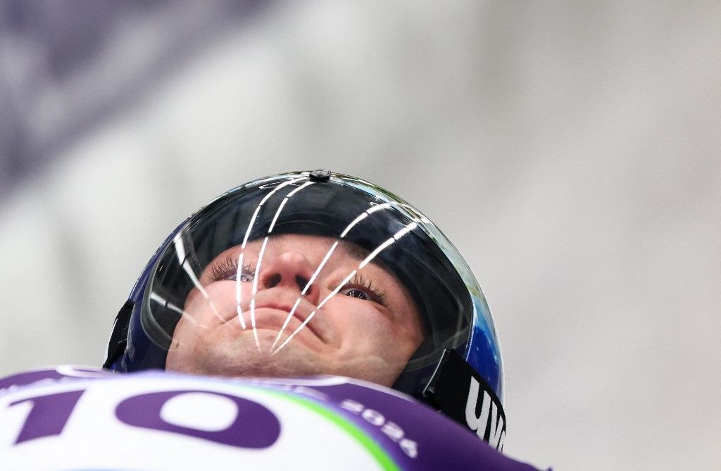 Italy's Leon Felderer competes in the luge men's singles run 1 at Cortina Sliding Centre during the Milano Cortina 2026 Winter Olympic Games in Cortina d'Ampezzo on February 7, 2026. (Photo by FRANCK FIFE / AFP)