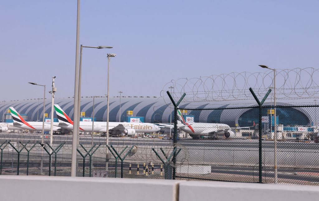 Planes are parked at Terminal 3 of the Dubai International Airport, following the United States and Israel strikes on Iran, in Dubai, United Arab Emirates, March 2, 2026. REUTERS/Raghed Waked