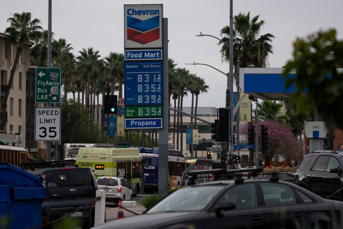 FILE PHOTO: Gasoline prices in Los Angeles