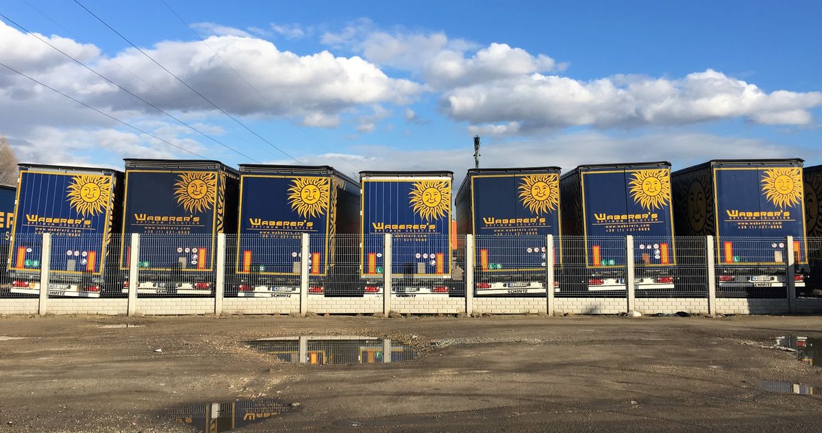 Budapest,,Hungary,-,January,5,2018:,Waberer's,Trailer,Behind,The