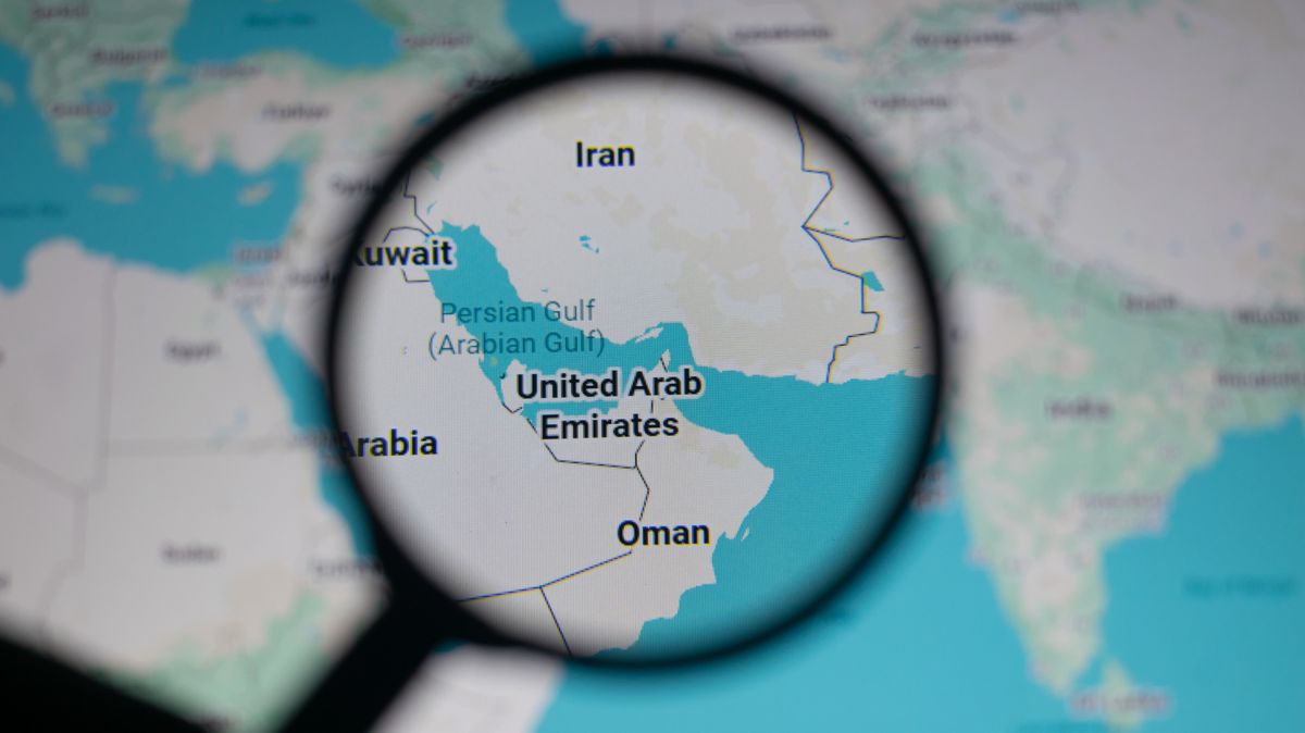 Close,Up,Of,Map,Showing,Strait,Of,Hormuz,And,Persian