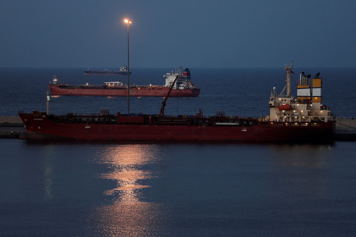 Luojiashan tanker sits anchored in Muscat, in Muscat