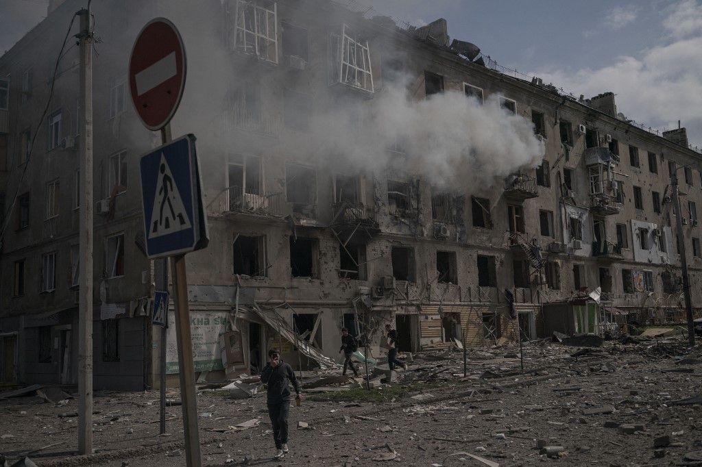 Aftermath of Russian strike on Kramatorsk, Ukraine