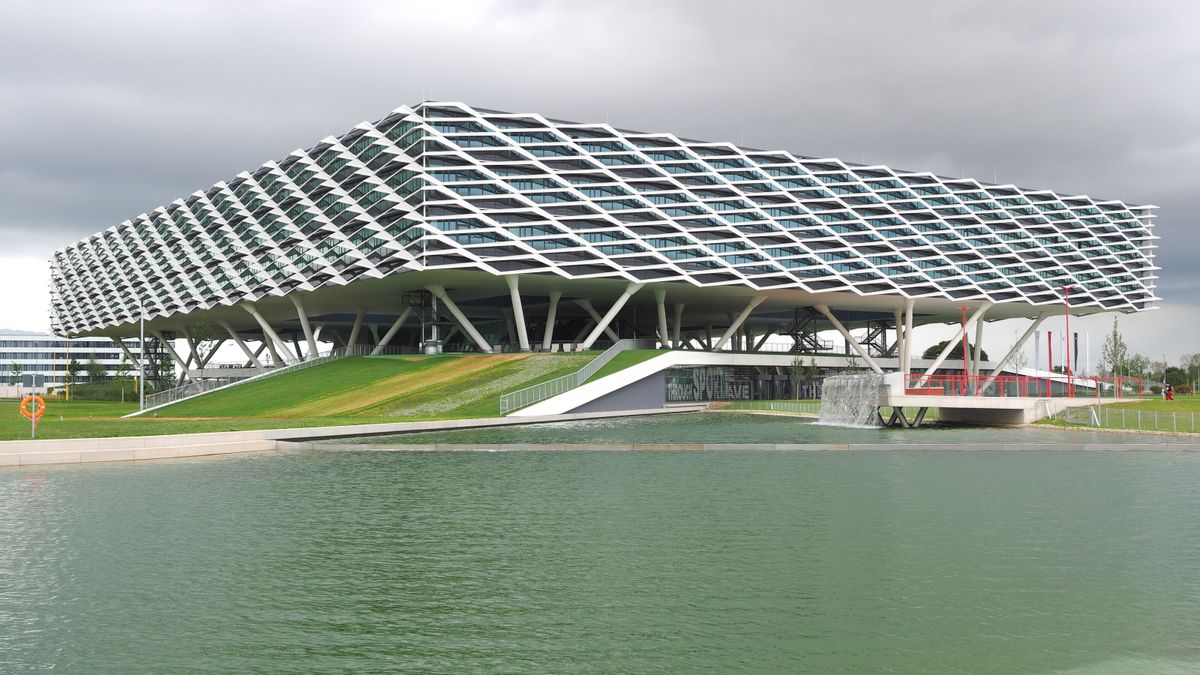 cégközpontok, Herzogenaurach,,Germany,-,August,19,,2019:,Building,Called,Arena,,The