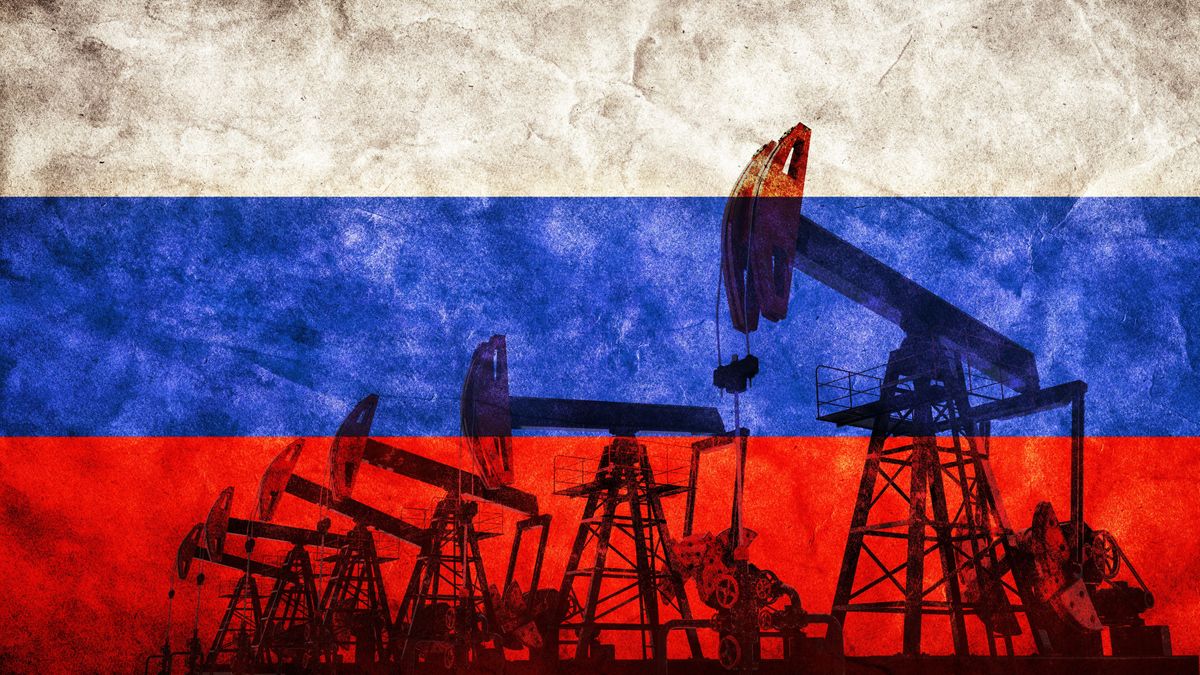 Oil,Pump,Jack,On,Flag,Of,Russia.,orosz Russian,Petroleum,Extraction orosz olaj