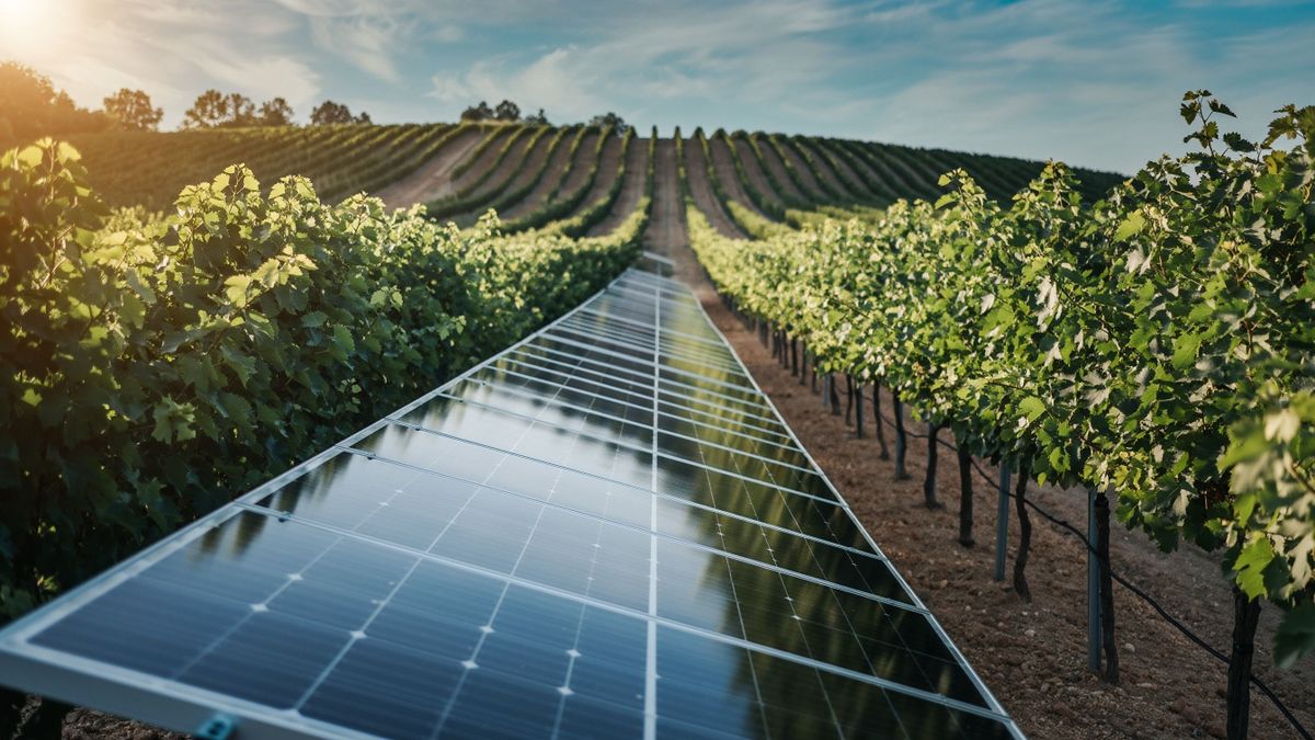 megújuló,Renewable,Energy,Solar,Panels,In,A,Vineyard