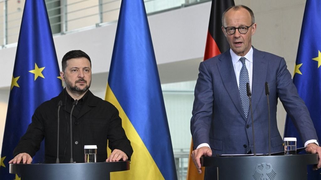 Ukrainian President Zelenskyy meets with German Chancellor Merz for talks in Berlin Friedrich Merz