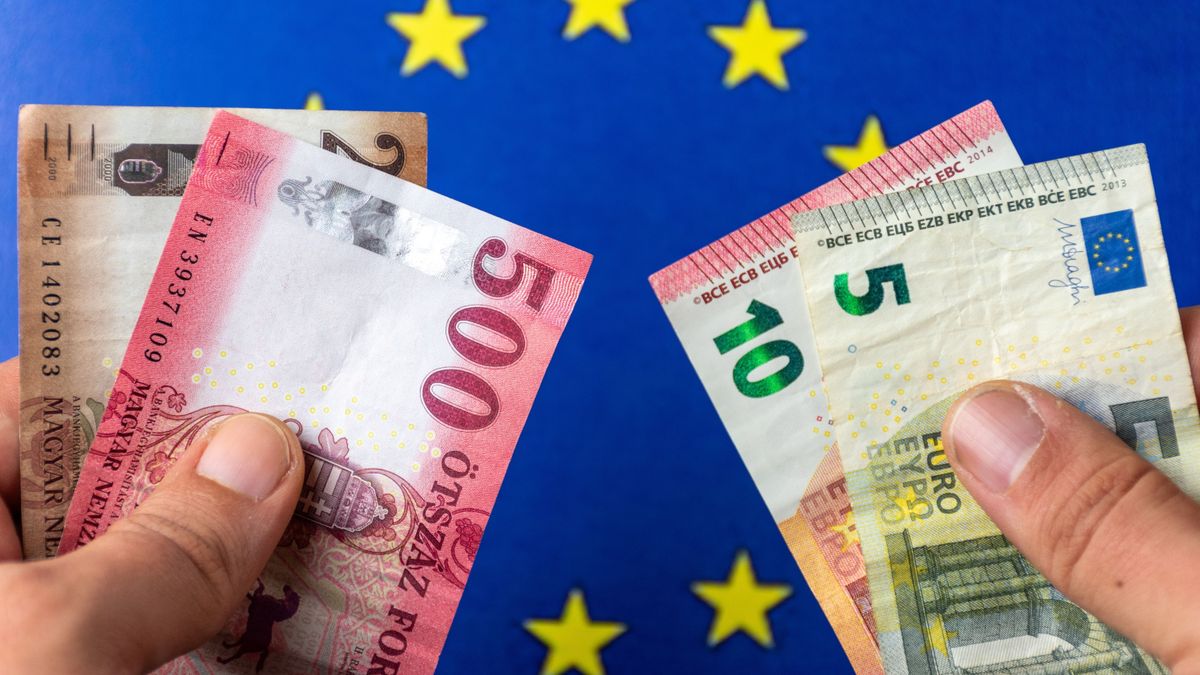 Euro,And,Forint,Banknotes,In,A,Hand