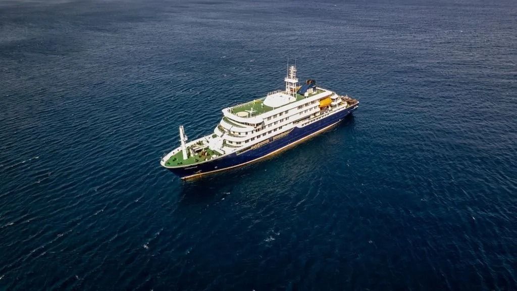 Az MV Hondius nevű, hantajárványtól sújtott hajóról május 3-án készített felvétel