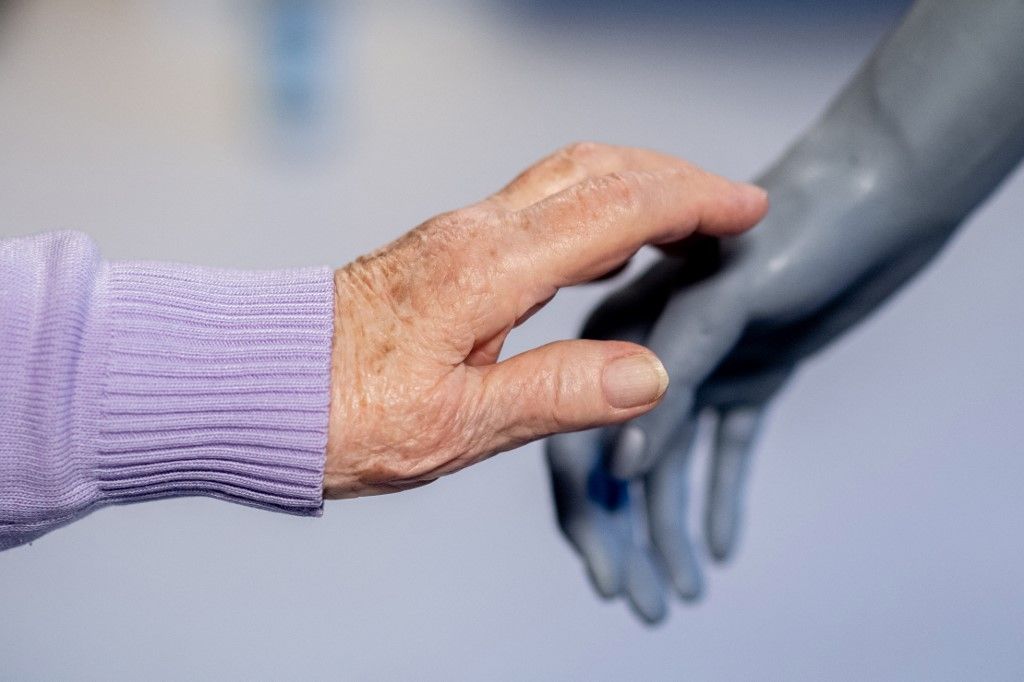 Humanoid robot "Ameca" in a retirement and nursing home