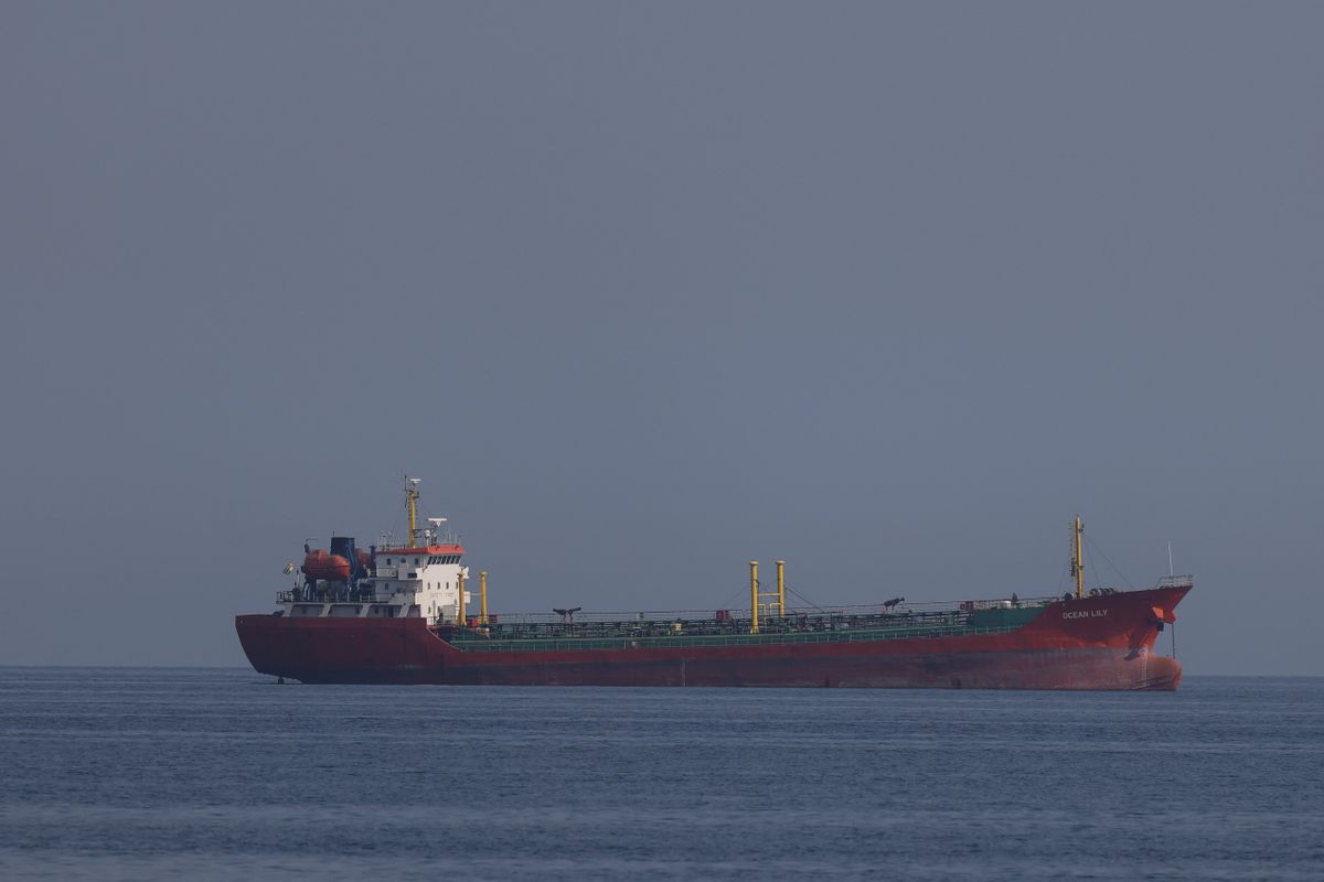 Tanker Ocean Lily at anchor off the shore of Muscat