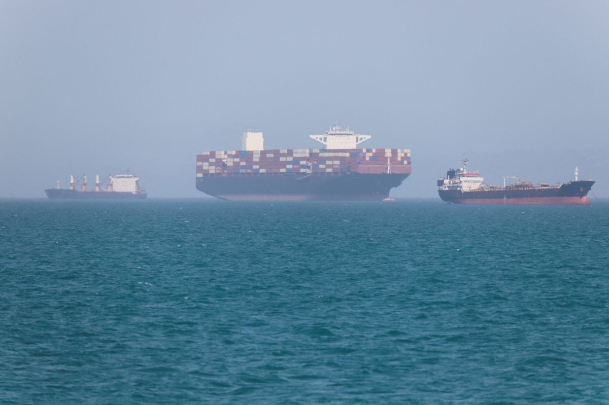 Vessels in the Strait of Hormuz near Bandar Abbas, Iran
